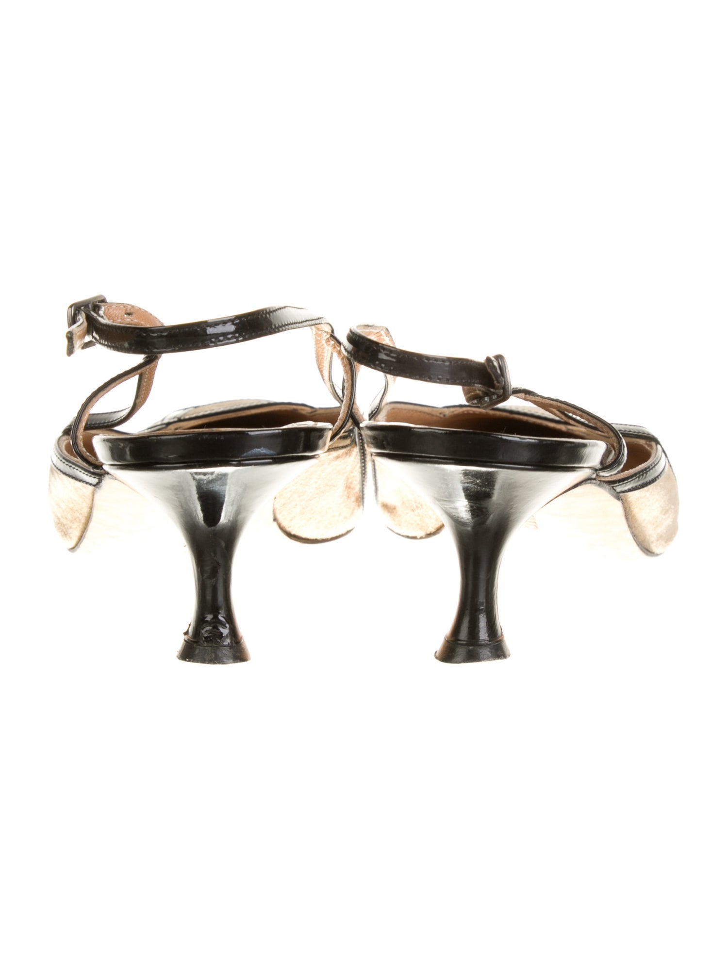 Manolo Blahnik Suede Colorblock Pattern Slingback Pumps